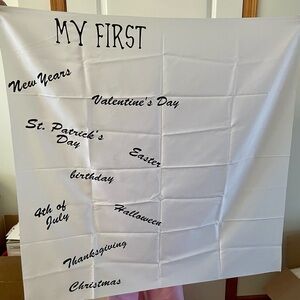 White Milestone Blanket with Black Text